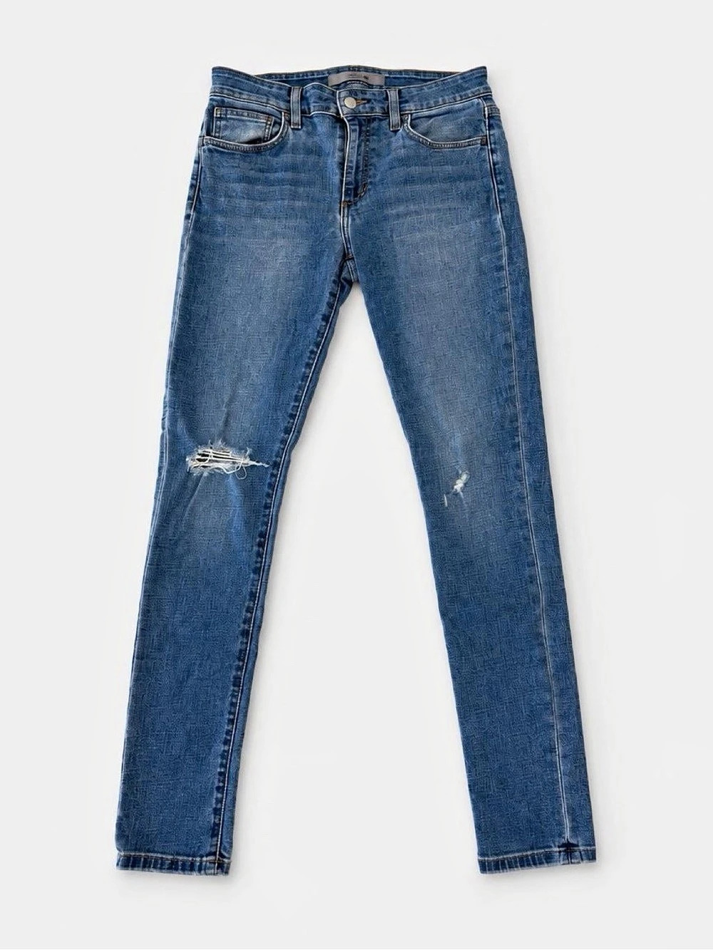 Joe's Skinny Ankle Petal Distressed Skinny Jeans in Blue Waist 27